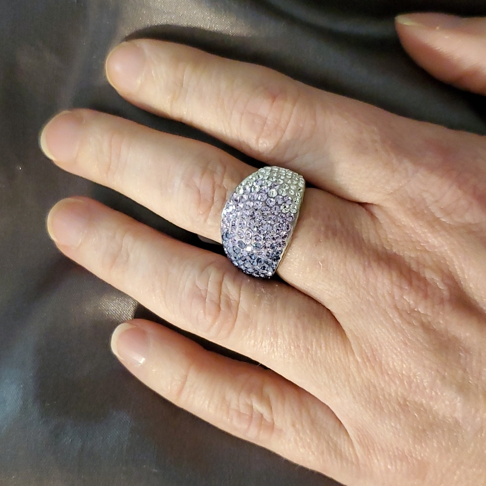 Sterling Silver Ring with Ombre Swarovski Elements